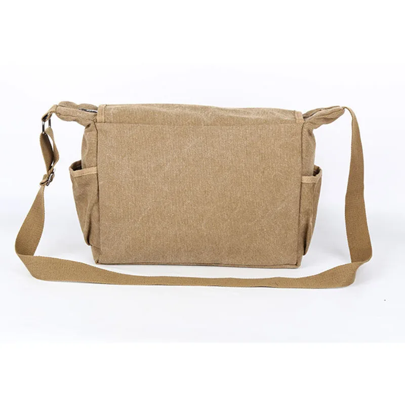 New Light Canvas Men\'s Shoulder Messenger Bags Male Solid Color Waterproof Short Trip Business Crossbody Large Capacity Bags