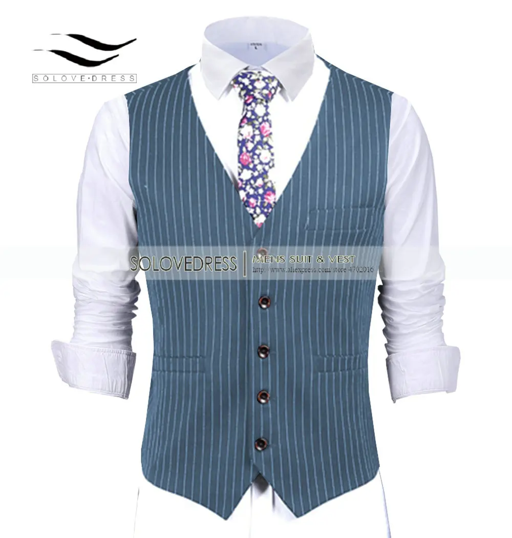 Men\'s Formal Vest Casual Pinstripe Slim Fit V Neck for Wedding Groomsmen Mens Waistcoat Green/Black/Brown