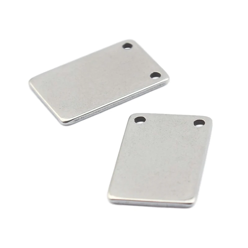 20pcs Stainless Steel Rectangle Blank Stamping Necklace Pendant Connectors Disc Tags Diy For Jewelry Bracelet Making Components