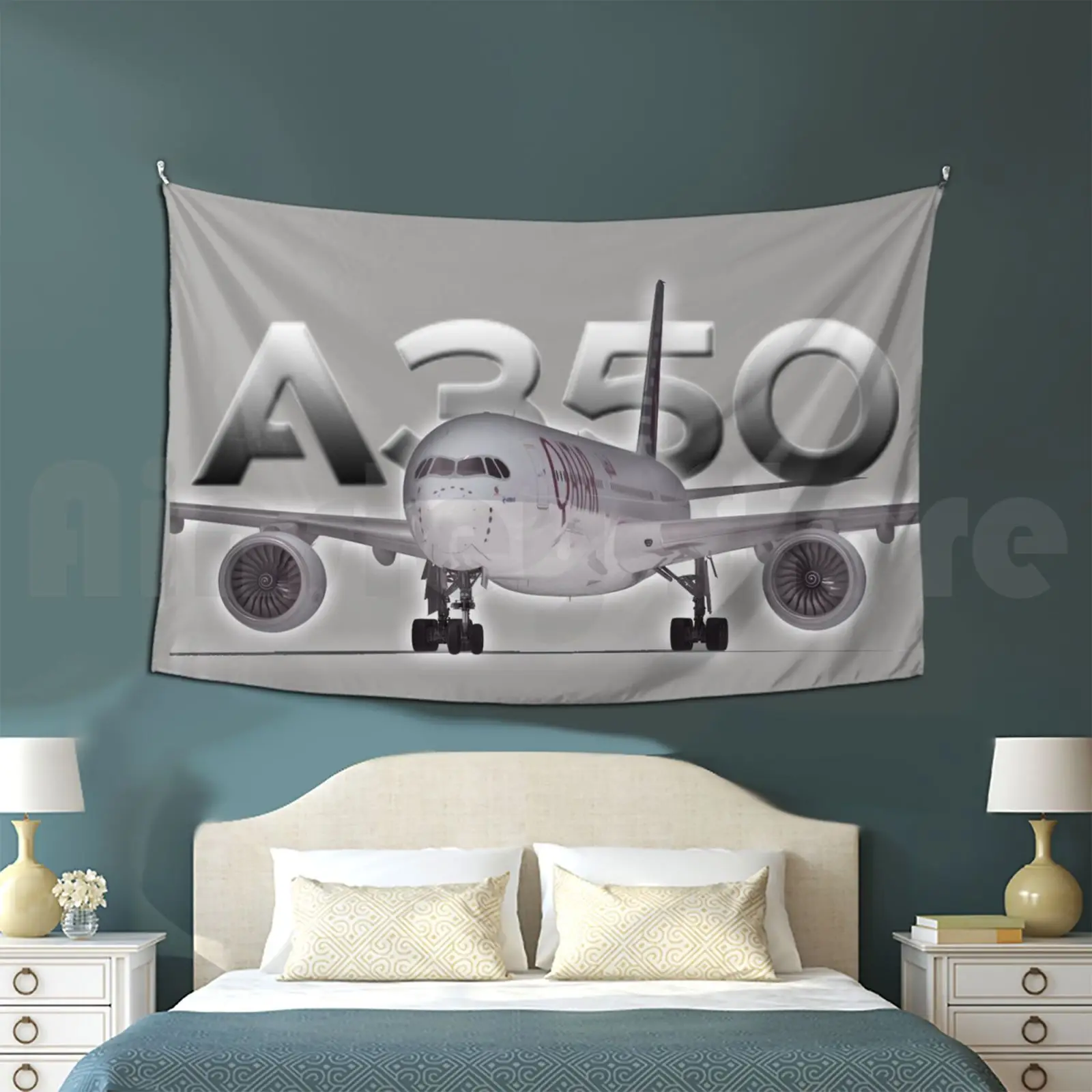 Qatar A350 Tapestry Living Room Bedroom Airbus Airplane Jet A350 Qatar