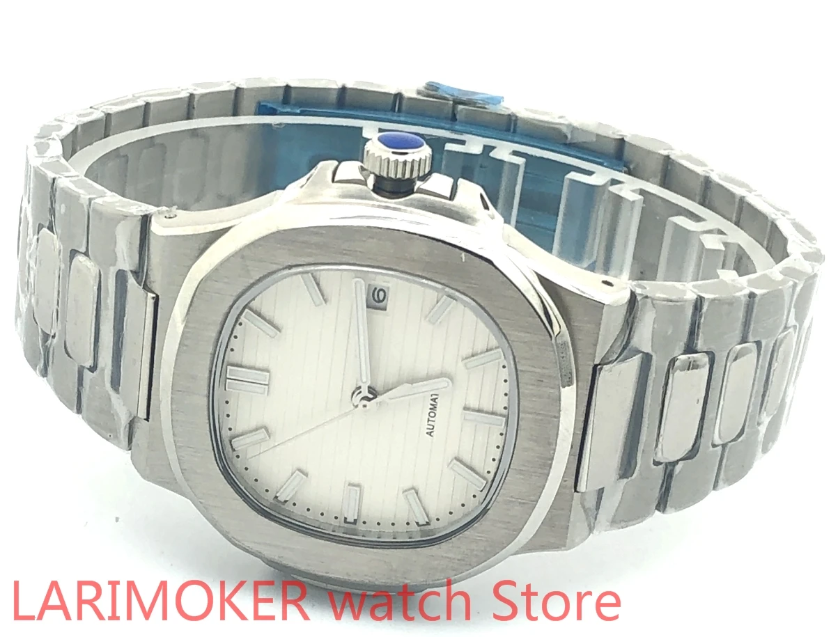 904L Roestvrij Stalen Band Armband Saffier Glas Witte Dial Automatic Winding Waterdicht 100M Case Fashion Heren Horloge