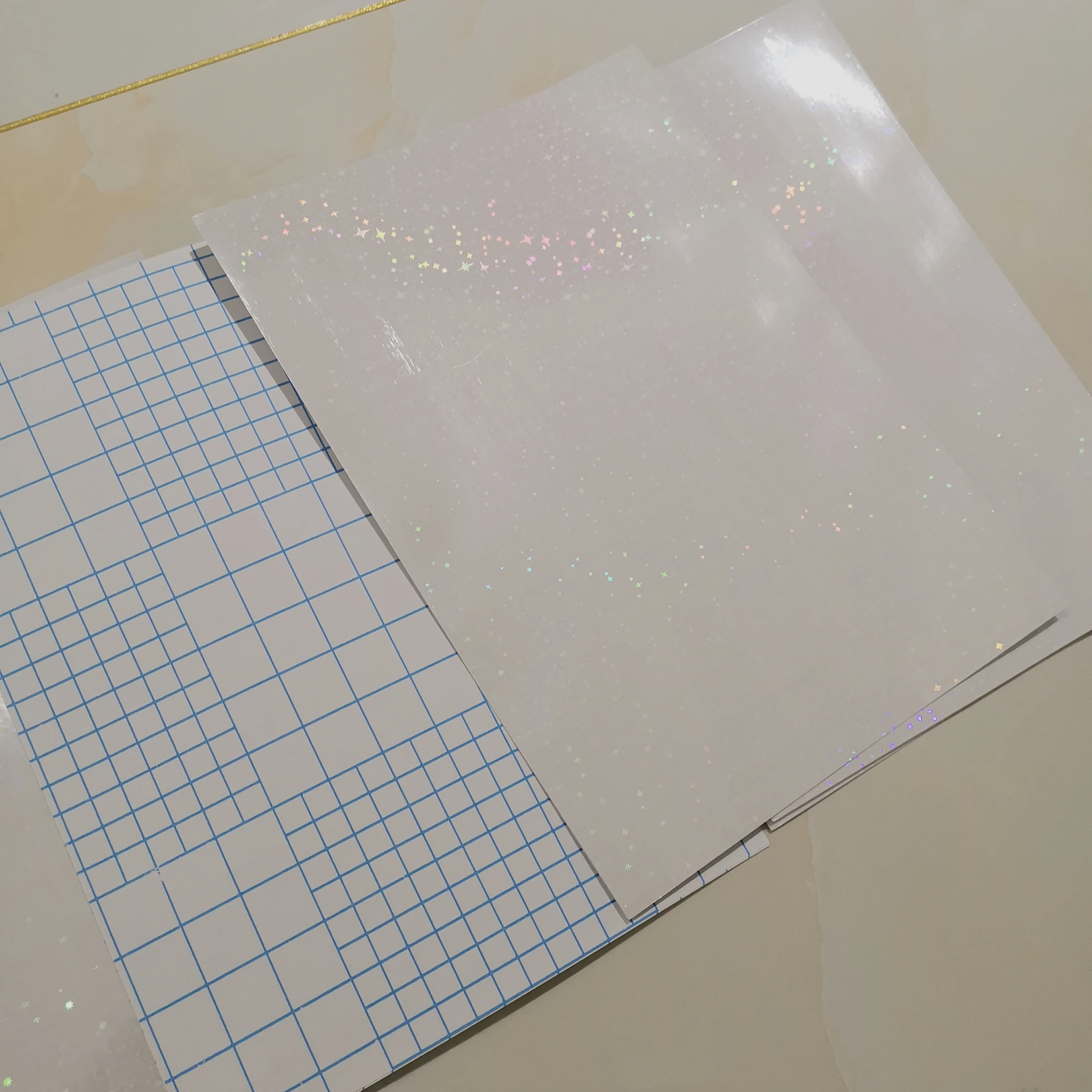 Holographic Small Five Stars Cold Laminator Film Laminating On Paper Plastic 50 Sheets 210 X 297 MM DIY Package Color Card