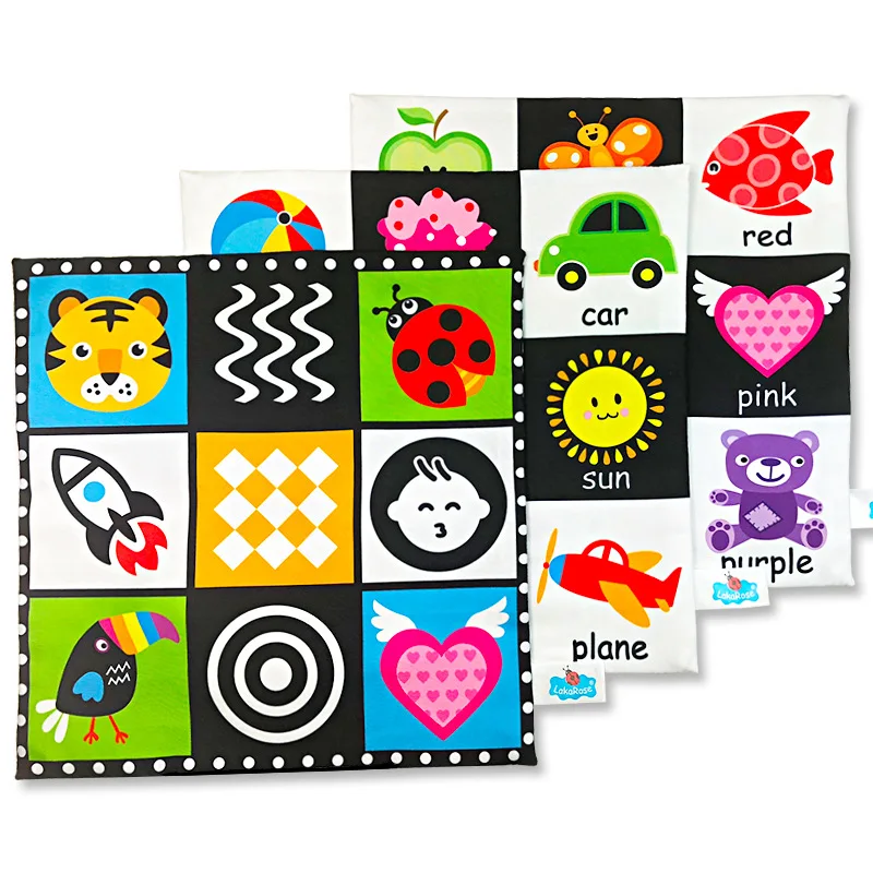 0-12 Months Kids Learning Baby Toys For Newborn Soft Cloth Book Educational Black/White Cognition Sound Newspaper J0638