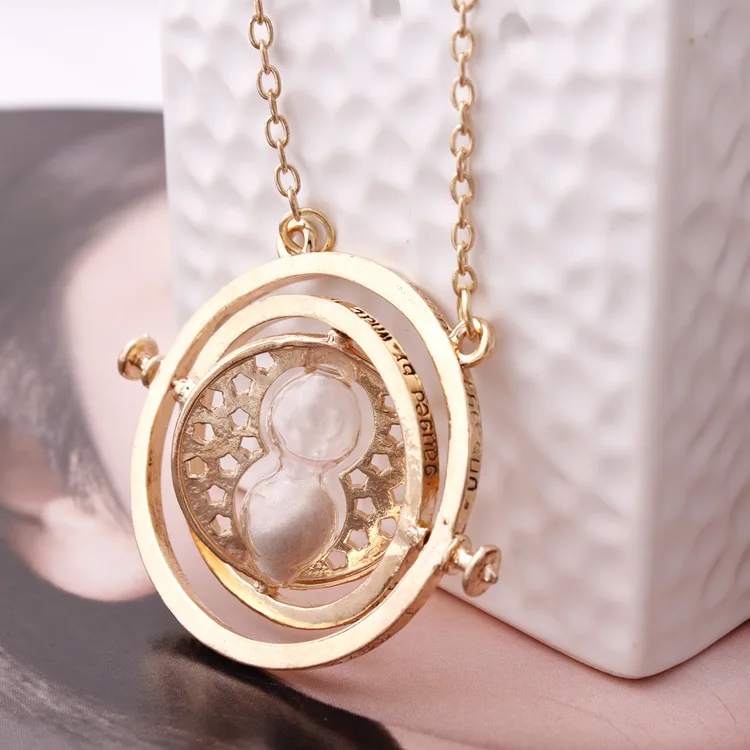 Wholesale 20pcs Pendants Time Turner Necklace Hermione Granger Rotating Spins Hourglass Necklaces Gift