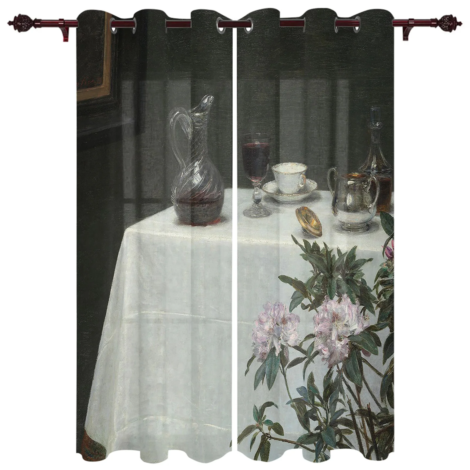 

Desktop Still Life Flowers Valance Window Curtains For Living Room Bedroom Kitchen Home Korean Youth Room Window Curtains