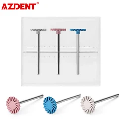 3 unids/caja AZDENT Dental compuesto pulido sistema de diamante HP disco 14mm rueda dientes pulidor Kits espiral Flex cepillo fresas