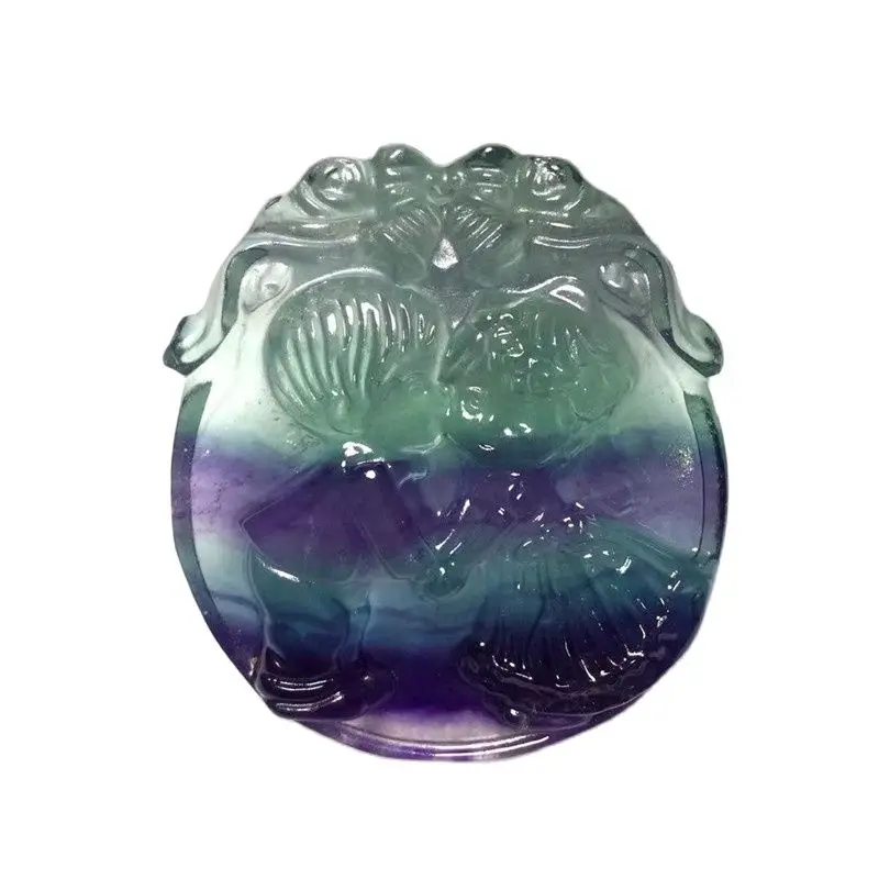 Natural Colorful Fluorite Nine-tailed Fox Stones Carved Crystals Animals Carving Healing Gemstone For Decoration