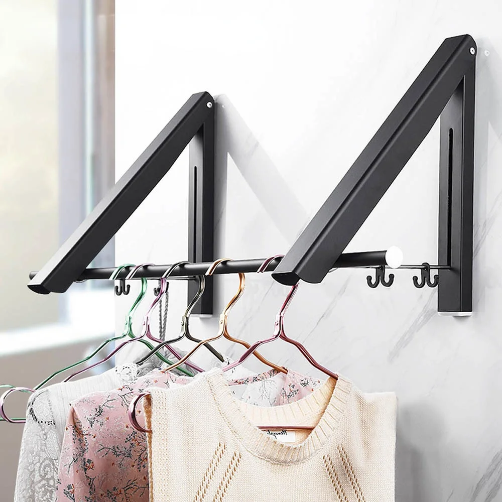 Portable Folding Clothes Hanger Popel Wall-mounted Bathroom Drying Rack Household Retractable Invisible Clothes Rail Drying Rack