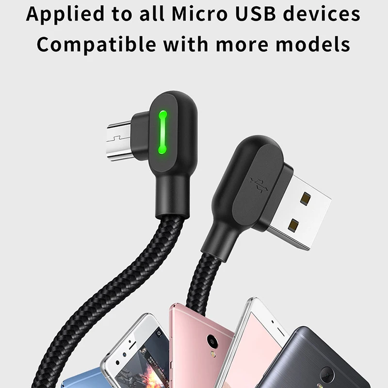 Cavo micro USB 2A linea di sincronizzazione dati a ricarica rapida per Samsung Xiaomi OPPO Huawei telefono Android cavo LED per caricabatterie