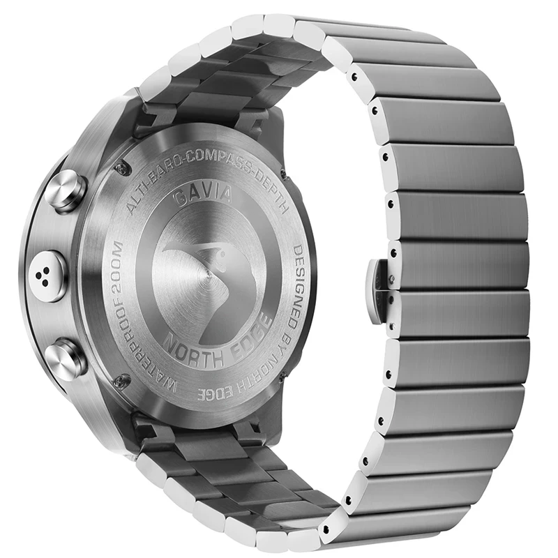 NORTH EDGE-reloj deportivo de buceo para hombre, accesorio de lujo del ejército militar, de acero completo, resistente al agua, altímetro de 200 metros, brújula del Norte