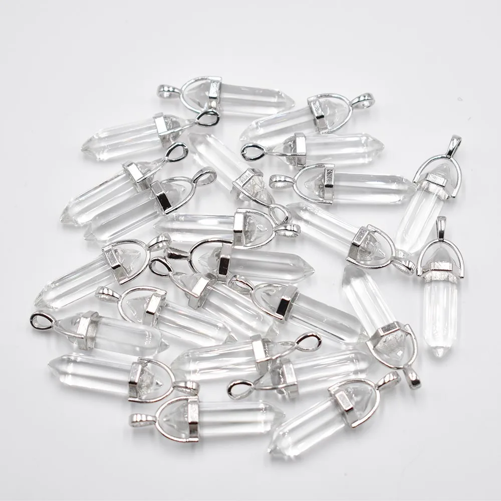 Modische Glas-Mischkristall-Säulenanhänger & Halsketten zur Schmuckherstellung, Charm-Pendel-Accessoire, 24 Stück/Los, Großhandel, versandkostenfrei. – Detail 4