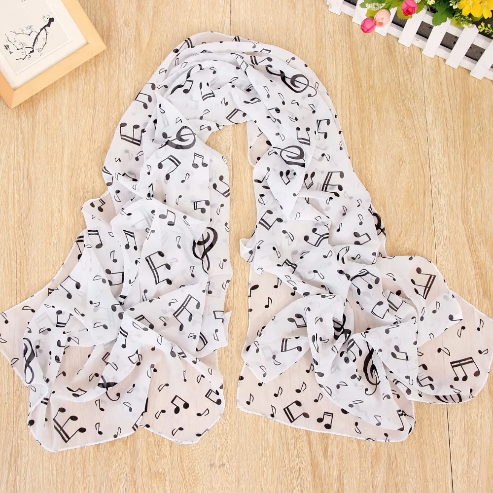 1PC New Fashion Beautiful Women Lady Musical Note Chiffon Neck Scarf Shawl Muffler Scarves High Quality Scarves