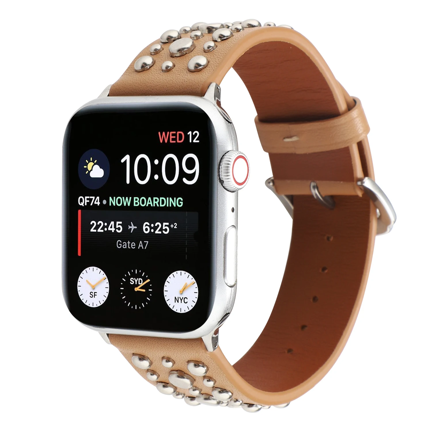 Rivets Band for Apple Watch 44/42mm Sport Loop Strap Correa Iwatch Series 5/4/3/2/1 38mm 40mm Bracelet Apple Watch Leather Belt