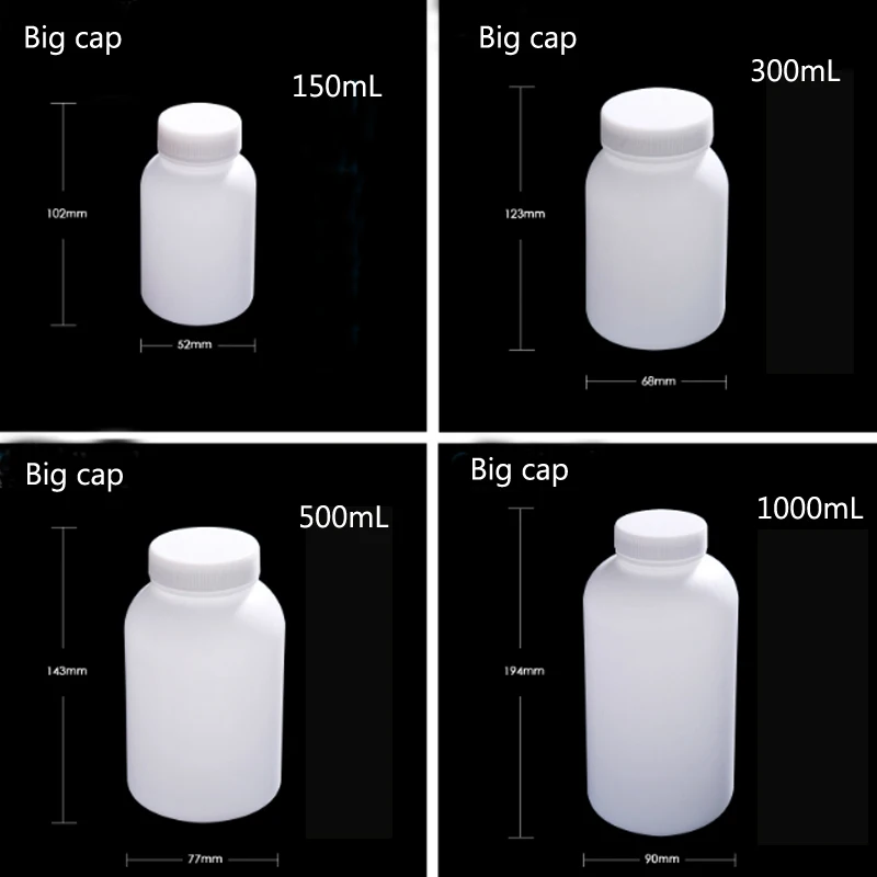 50mL-2000mL Wide-mouth Plastic Sample Bottle HDPE Reagent Bottle Laboratory