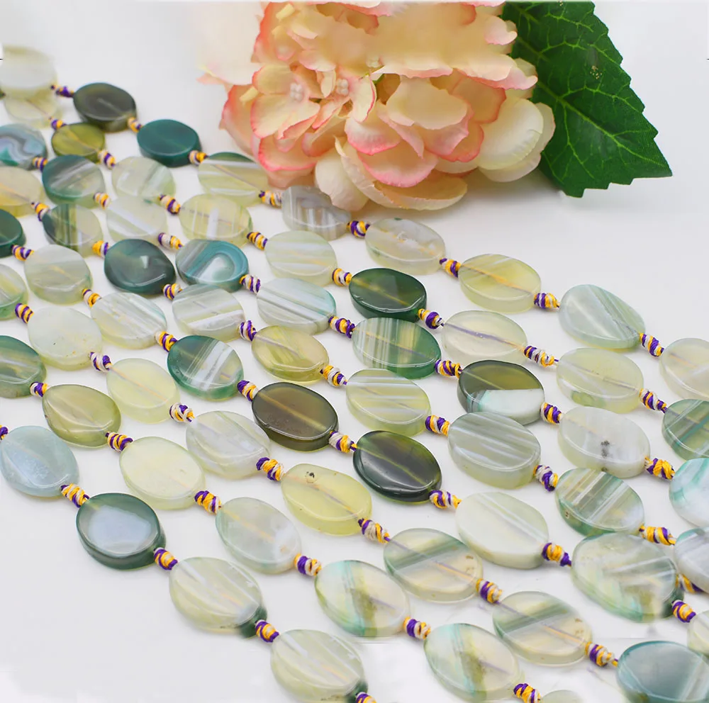 

Gradient green Oval agate natural stone beads For DIY Necklace Bracelet Jewelry Making 15" Free Shipping