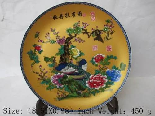 

Jingdezhen Golden Peony wealth map porcelain plate decoration elegant high-grade decorative porcelain plate