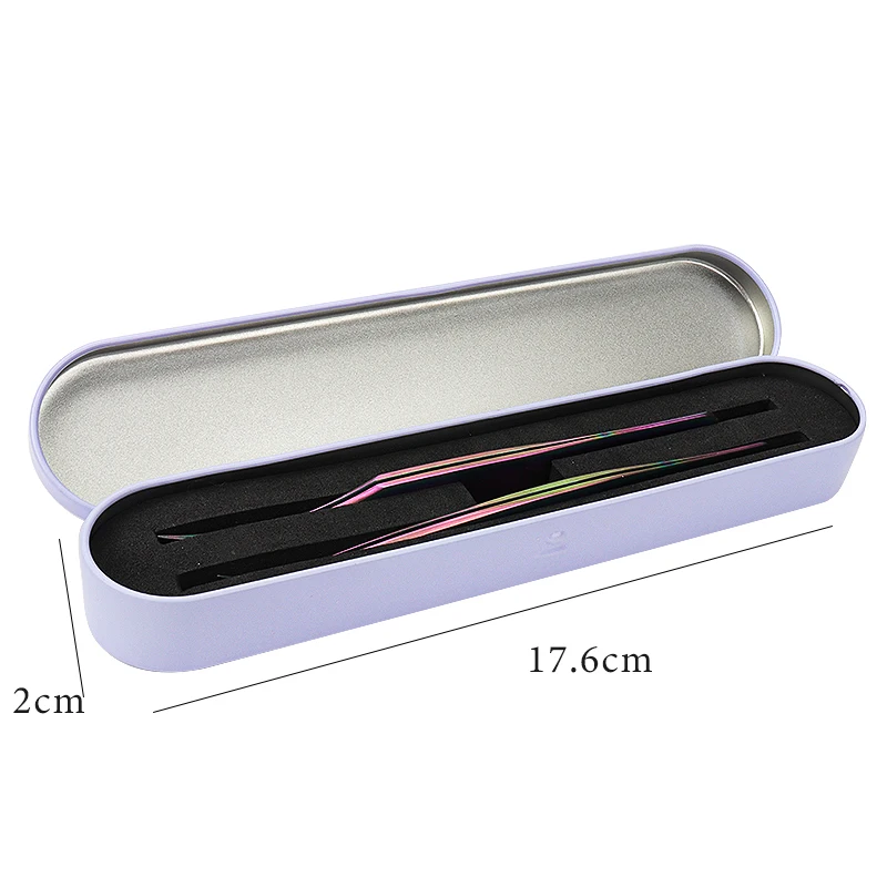 Tweezers Storage Box Tinplate Double Slots Eyelashes Extension Beauty Makeup Tweezers Protection Box For Grafting Eye Lash Tools