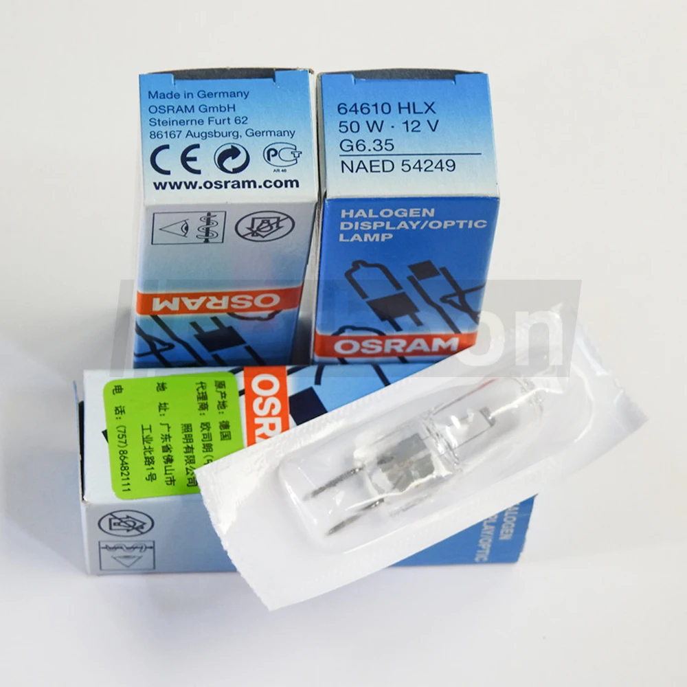 Hlx 50w 12v G6.35 Naed 54249 3350k 1600lm Display de Halogênio Lâmpada Óptica Lâmpada de Fenda Microscópio Lâmpada Lâmpada Fonte de Luz Fria 64610