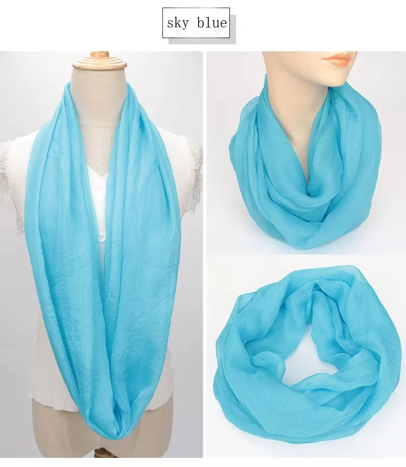 Spring Autumn Chiffon Hedging Bib Pure Color Wild Neck Scarf Women's Soft Light Breathable Decorative Beach Sunscreen Gauze D62