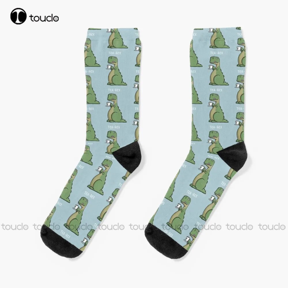 

Tea-Rex - Funny T-Rex Dinosaur Tea Pun Cartoon Illustration Socks Baseball Socks Christmas New Year Thanksgiving Day Gift Custom