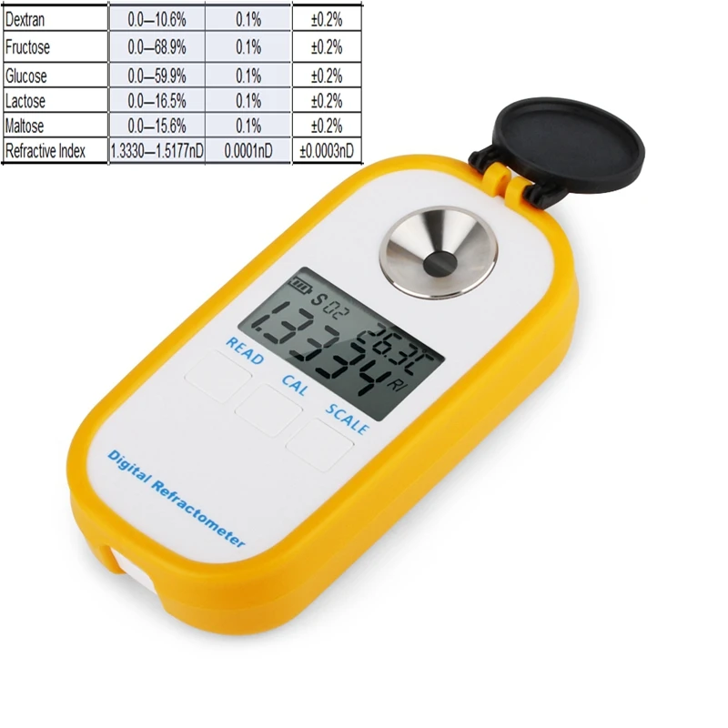 Digital Fructose Refractometer LCD Display Brxi Fruit Juice Sugar Meter Refractometers For Dextran Glucose Lactose Maltose Box