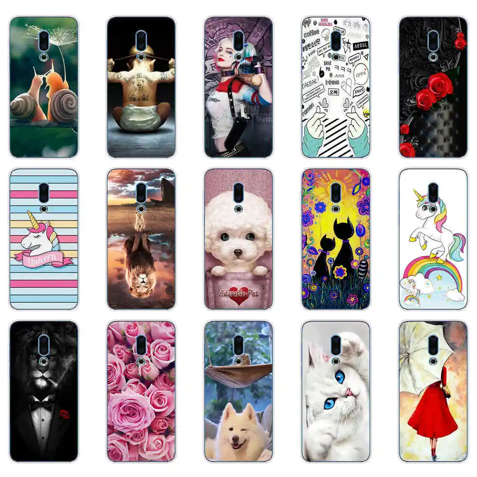 Silicone Case For Meizu 16th Protective TPU Case Soft Pattern Capa