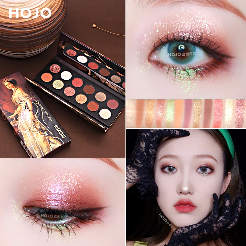 HOJO 12 Color Nude shimmer Eyeshadow Palette Matte Waterproof Easy to wear Glitter Pigment EyeShadow Powder Beauty Makeup