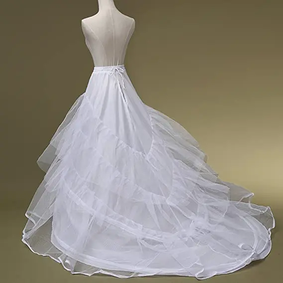 Meerjungfrau Petticoat 3 Schichten Krinoline Petticoat Unterrock Bodenlangen Party Kleid Hochzeit Kleid Für Frauen Weiß