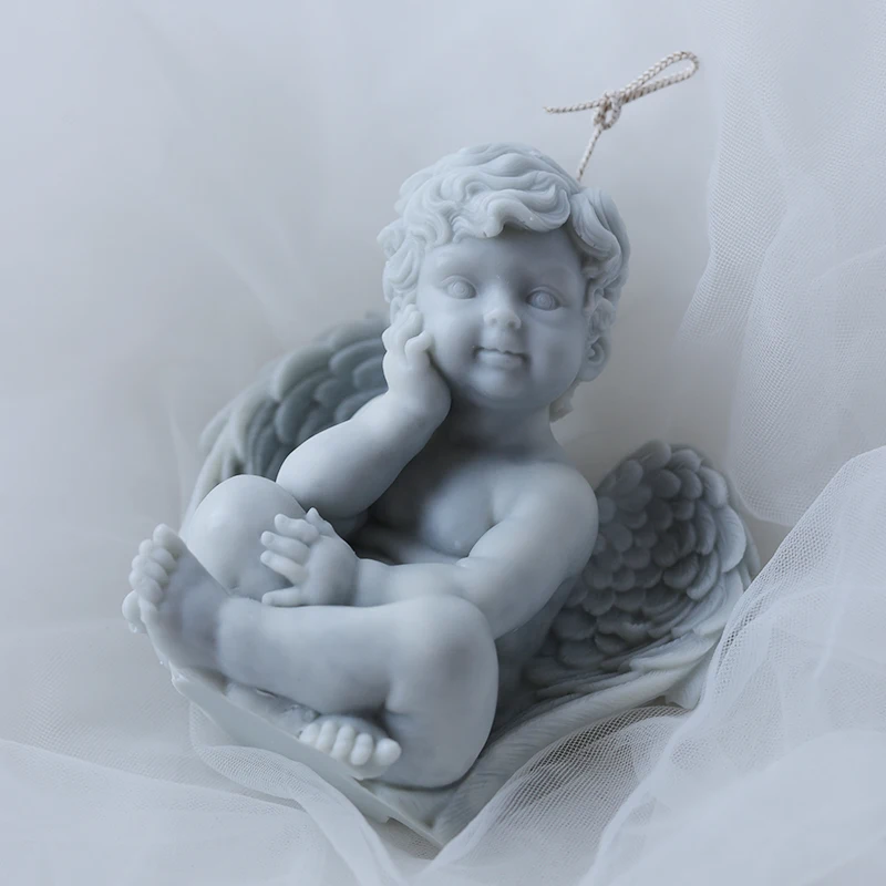 Big 3D Angel Candle Mold Angel Boy Silicone Mold For Candle Mould Candle Forms Scented Candle Angel Molds forAromatherapyPlaster