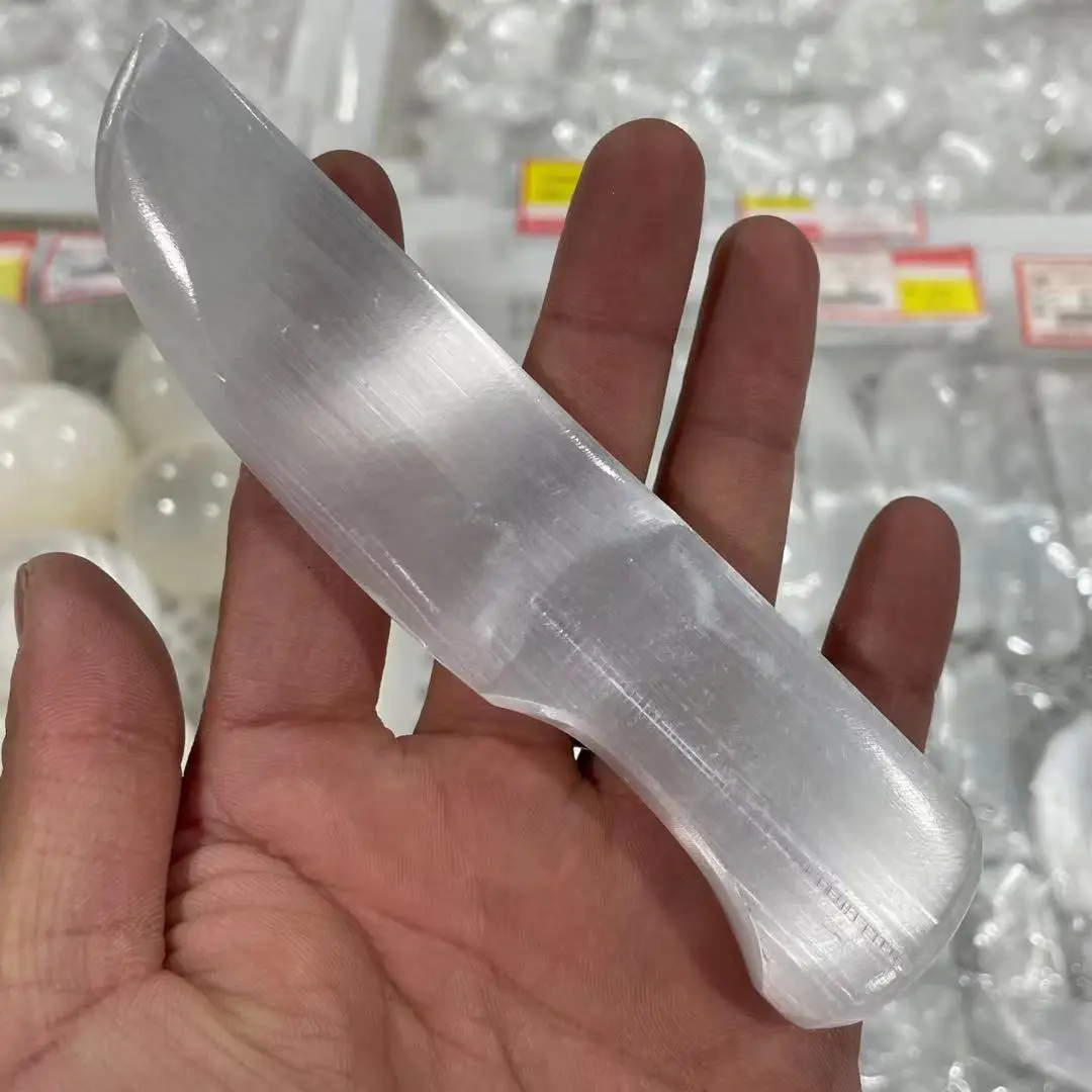 95-100mm Hand-carved gypsum dagger hand crystal healing craft jewelry