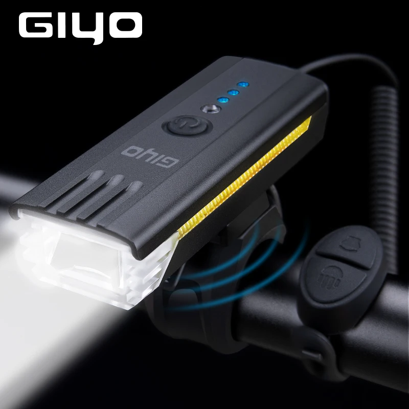 GIYO 1200mAh Bicycle Light with Horn USB Rechargeable Bike Flashlight Waterproof Cycling Headlight Road MTB Handlebar Light