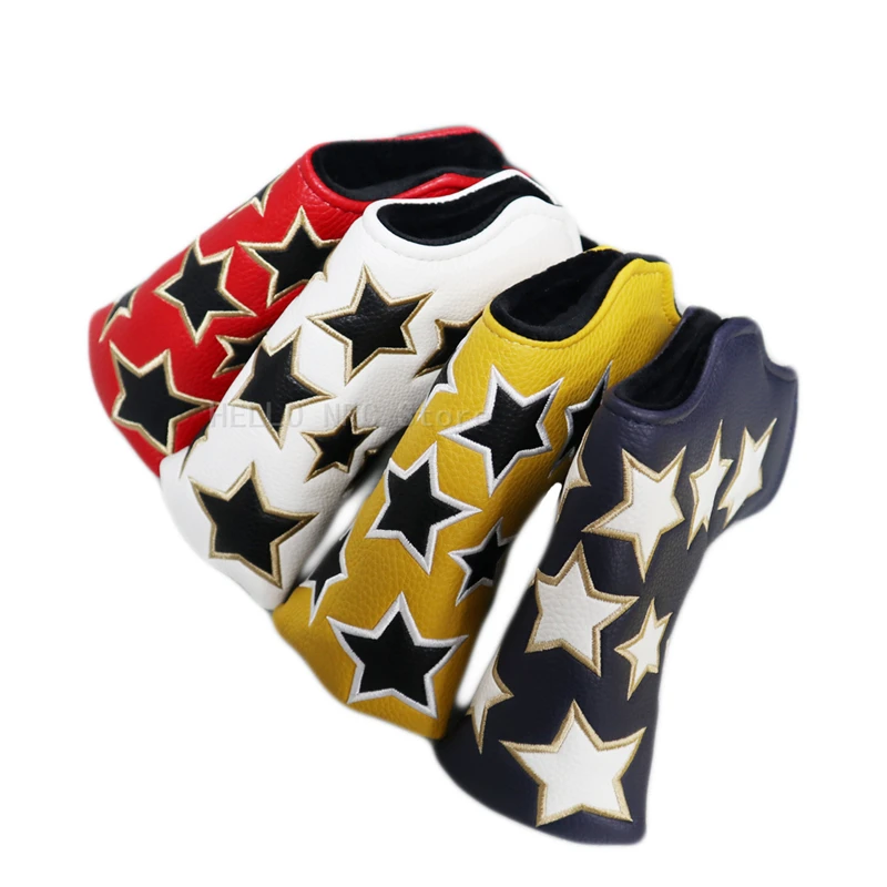 Golf Club Headcover Blade Putter Cover  PU Leather Magnet Closed Blue Red Yellow White 1 Pcs