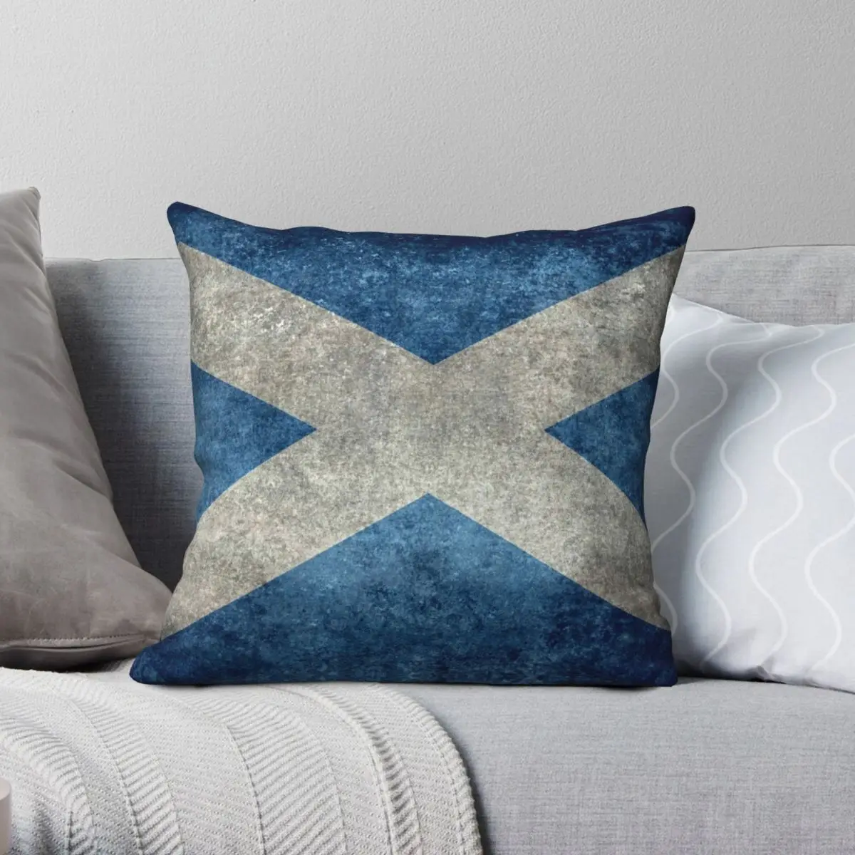 

Flag Of Scotland Grungy Vintage Version Square Pillowcase Polyester Linen Velvet Zip Decor Pillow Case Room Cushion Cover 45x45