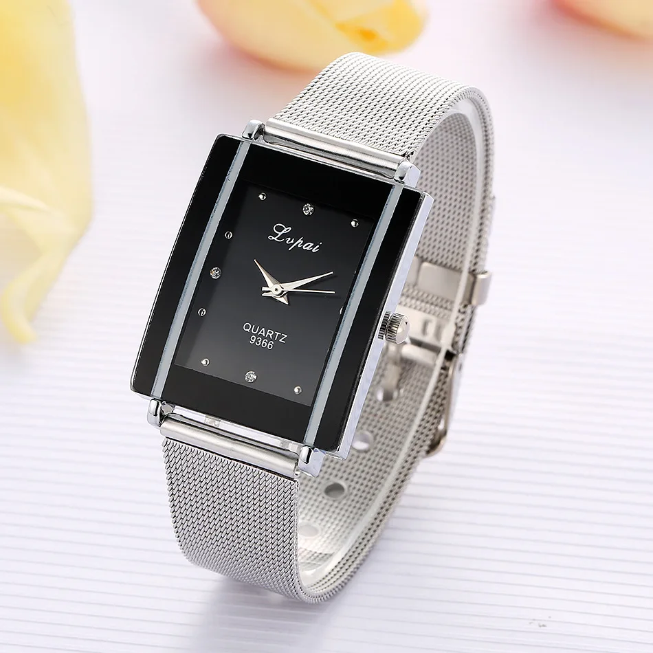 Women Bracelet Watch Silver Square Luxury Crystal Alloy WristWatches luxury Brand Women Vogue Men Watch Quartz Dropshiping