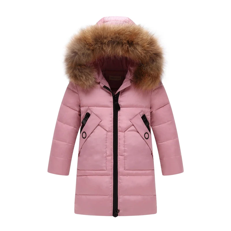 -30 degrees 2020 children\'s Winter Down Jacket for Girls Clothes  Outdoor hooded coat Kids duck down real fur clothing