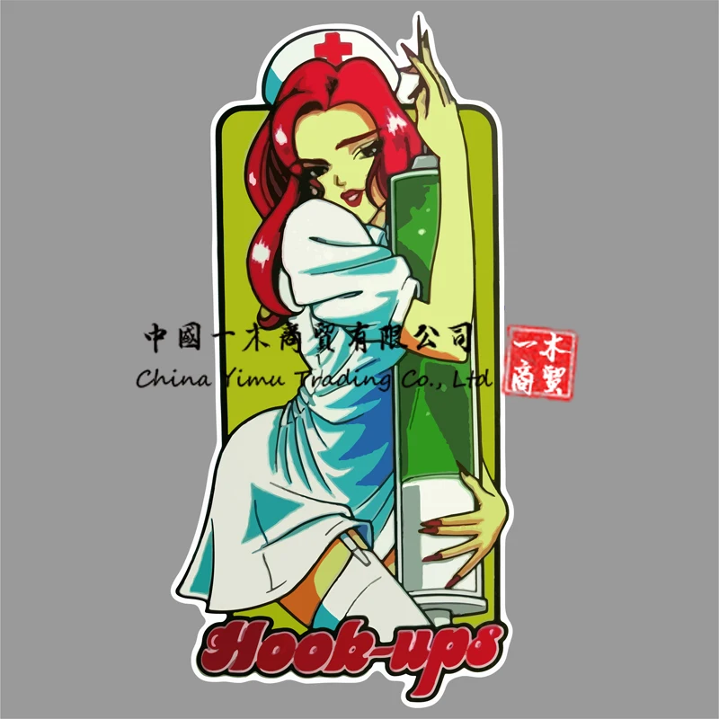 Europe and America Hook-ups Sticker Skateboard Skate Laptop Cell Bottle Vinyl Bumper Sticker Sexy Nurse Dress