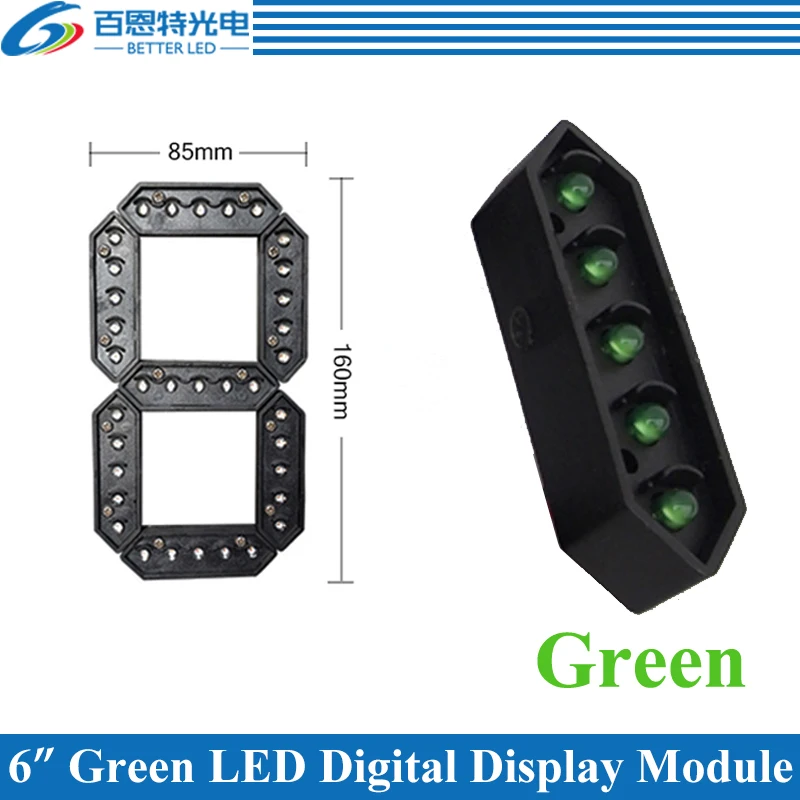 

10 шт./лот 6 "зеленый цвет Открытый 7 семи сегментный светодиодный цифровой модуль для газа цена светодиодный дисплей модуль