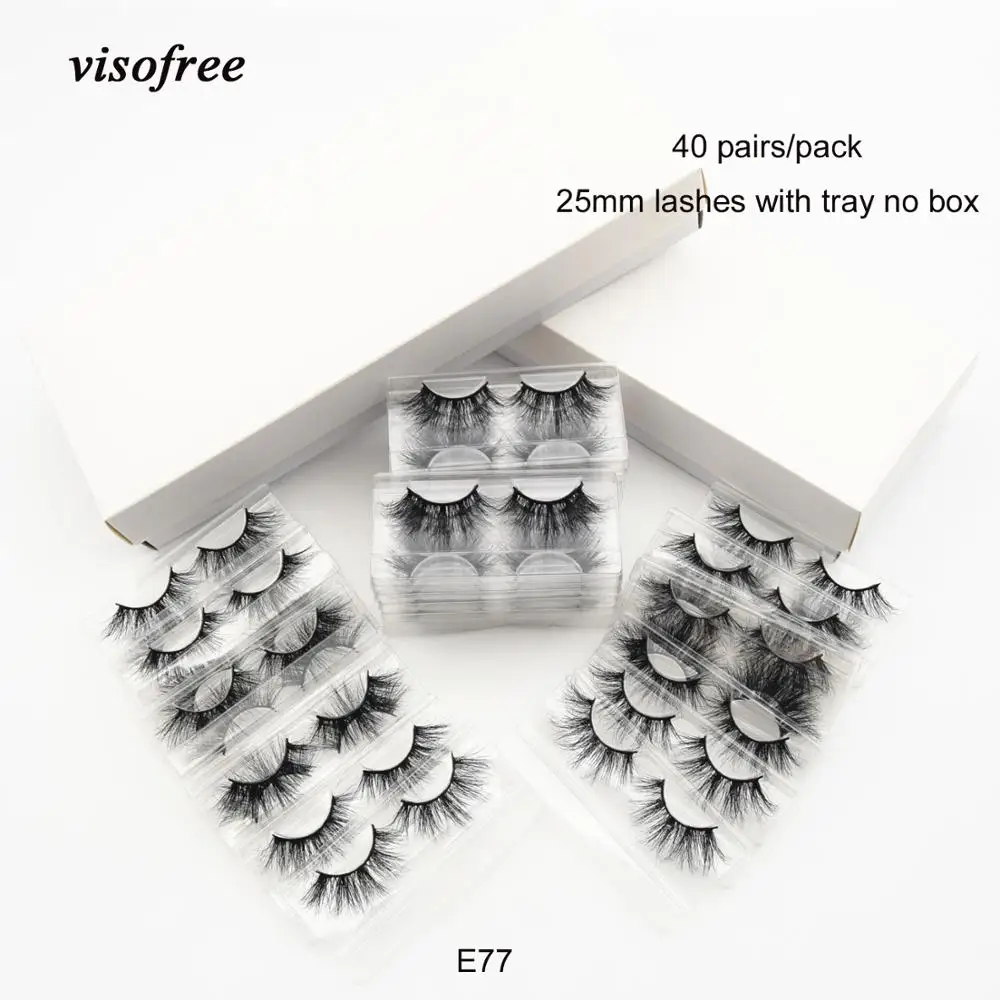 40 pairs/lot visofree 25mm lashes beauty 3d mink eyelashes 100% cruelty-free handmade dramatic lashes fluffy soft eyelashes E77