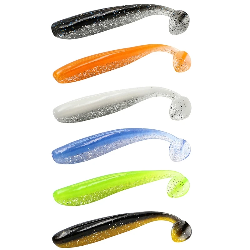 2024 New 6 Pcs Shinning Soft Fishing Lure 8cm 3.5g Artificial Bait Silicone Swimbait Set