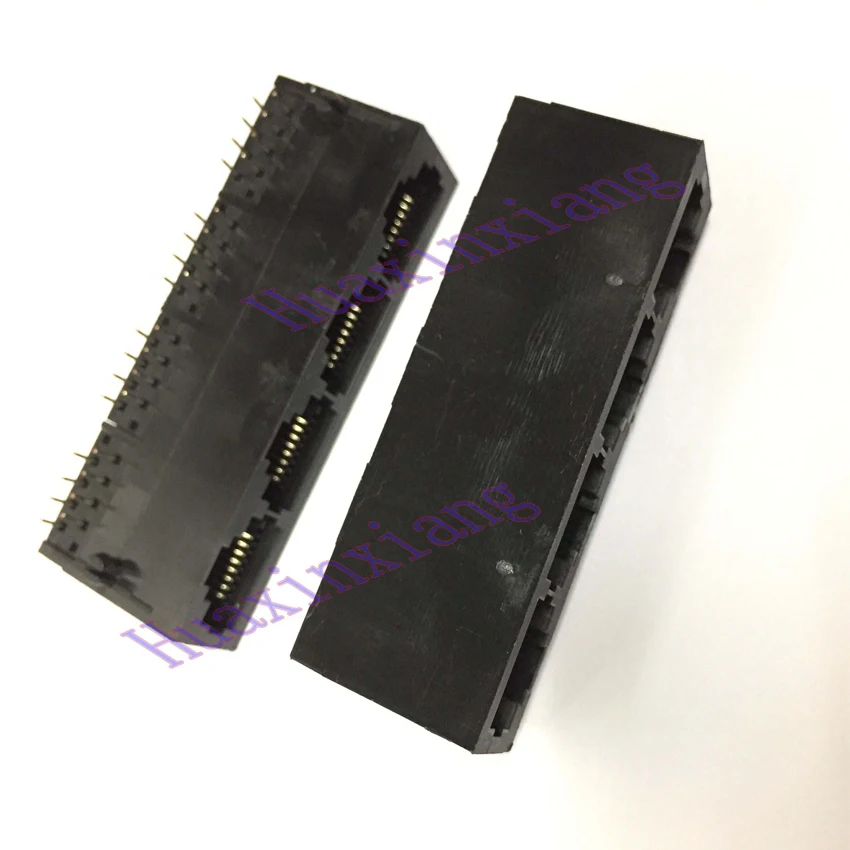 10PCS/Lot Plastic Black RJ45 8P8C Jack Connector 59 1*4 4 Ports PCB Mount Network Internet Modular