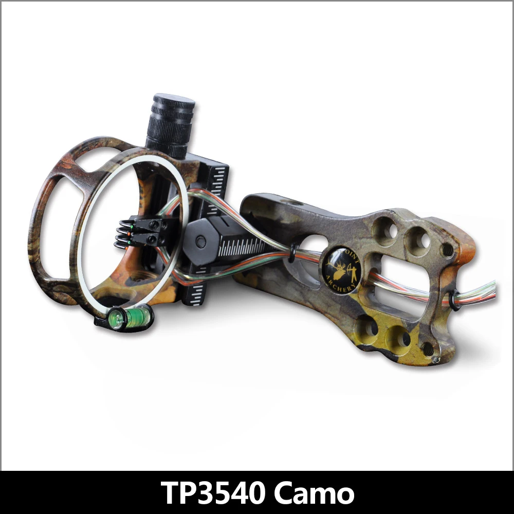 Topoint 4 Pin Compound Bow Sight TP3540 LED สายตา0.019 "เส้นใยทองเหลือง CNC Machined สำหรับยิงธนูการล่าสัตว์