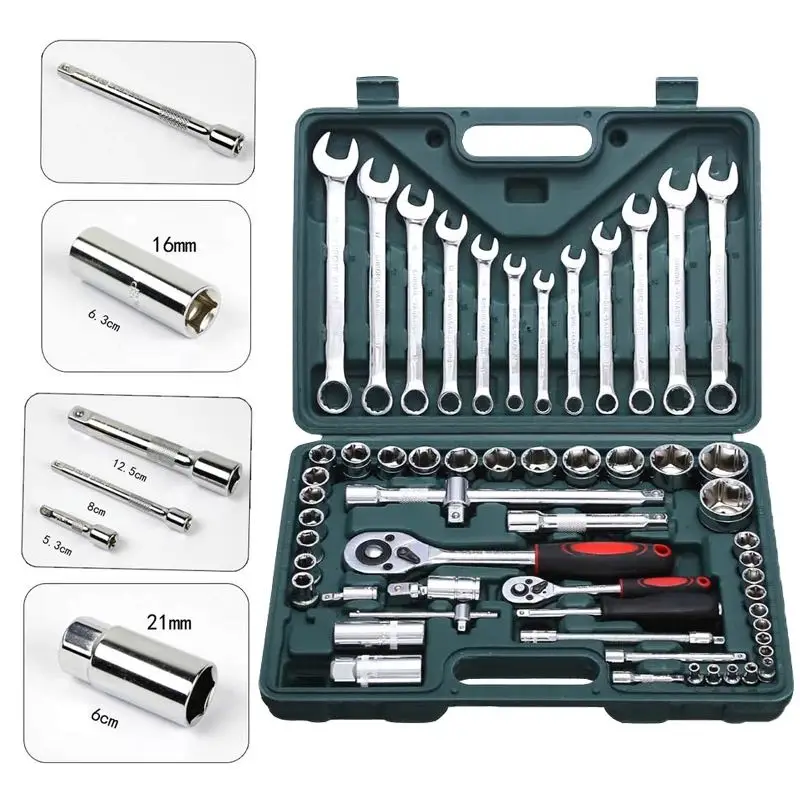 

61 piece Socket Wrench Set Professional Auto Repair Tool Kit Hardware Toolbox Car Boat Repair Tool