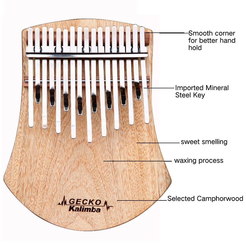 C tone GECKO K17NOTE Kalimba 17 Keys SOLID Camphorwood Kalimba,with Instruction and Tune Hammer, Portable Thumb Piano Mbira