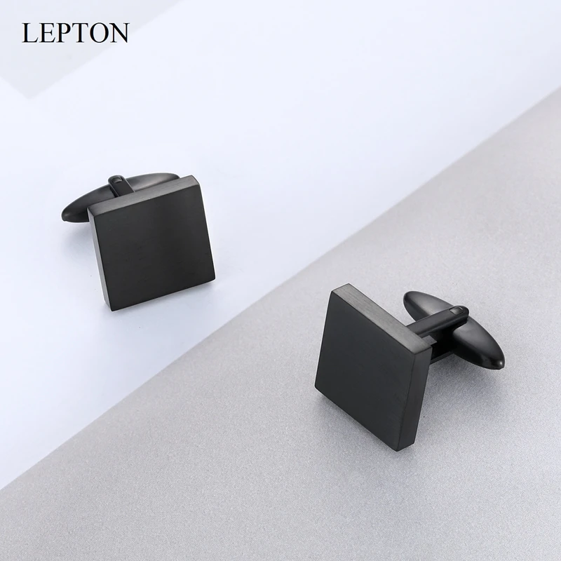 Lepton Matte Schwarz Edelstahl Manschettenknöpfe Klassische Hemd Smoking Manschettenknopf Für Herren Hochzeit Business Geschenke Manschette Links Gemelos