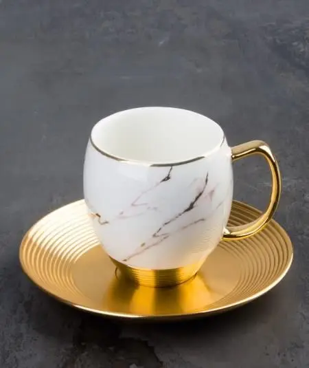 DOLBOVI Acar Pink Marble Pattern Gold Metal Dish cup Pad 10171 mug кружка coffee cup cup