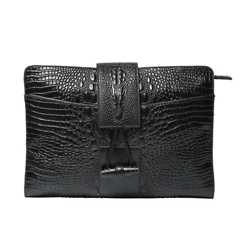 Imagem -04 - Bolsa de Couro Macio para Homens Bolsa de Embreagem de Grande Capacidade Padrão Luxo Crocodilo Masculino Embreagens Dia Marca de Alta Qualidade