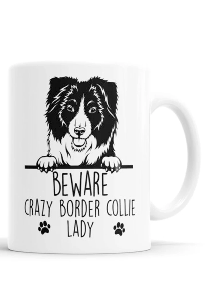 Border Collie Mug Beware Crazy Border Collie Lady Mug Pet Cup Funny Dog Gift