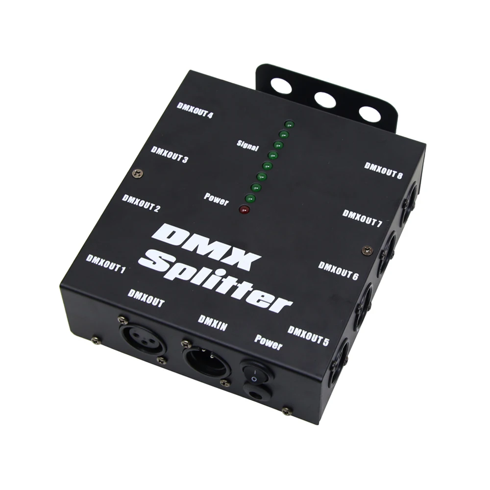 8 Way Isolated DMX Splitter Signal Amplifier 3Pin XLR Output Distributor  For Party DJ Show Club Disco KTV Stage Light Effect