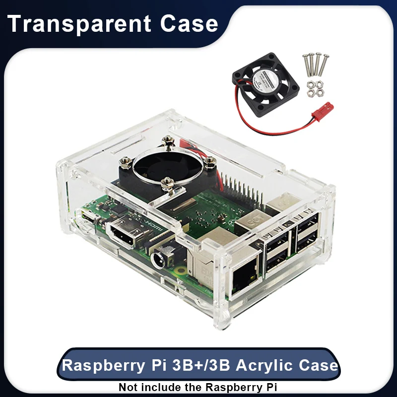 Raspberry Pi 3 Model B Plus Case Transparent Acrylic Box Protection Shell Compatible with Raspberry Pi 3B+ 3B Plus 3B 2B