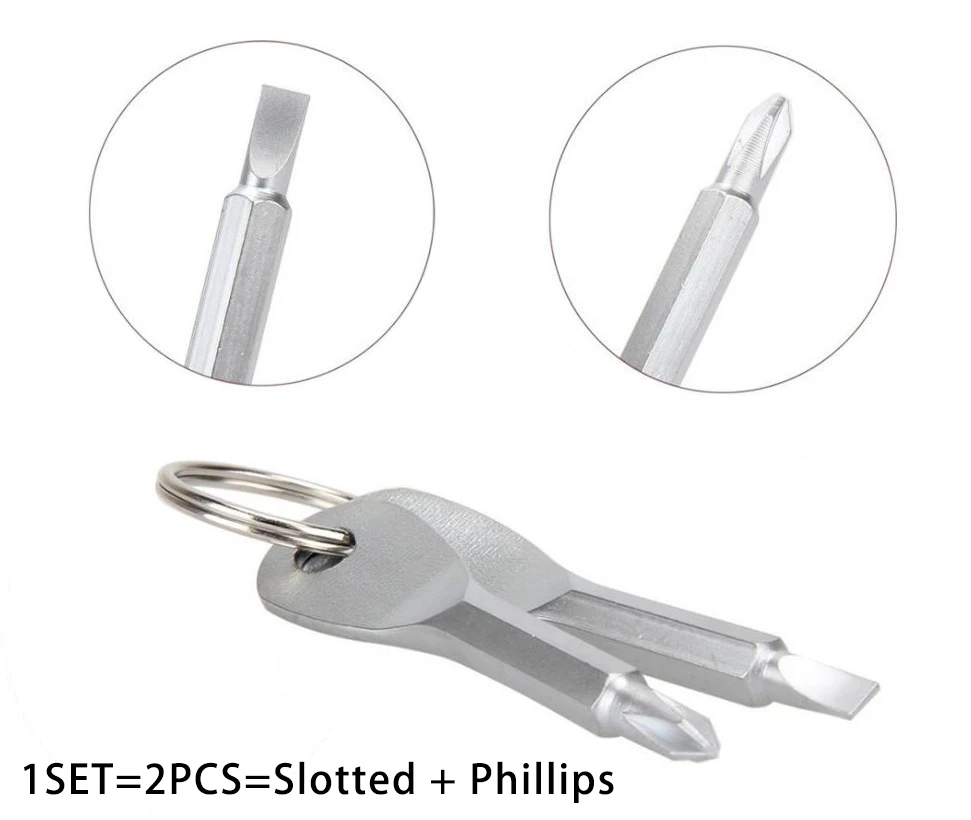 1 Set Mini Intaglio + Phillips Cacciavite In Acciaio Inox Figura Chiave Cacciaviti Fotografo Tasca Vite Strumento Driver 2pcs